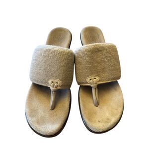 Charleston Shoe Co. Women's Wedge Flip Flop Sandals Beige Size 7